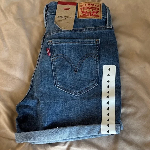 Levi's Blue Denim Shorts with Rolled Hem - Picture 1 of 5